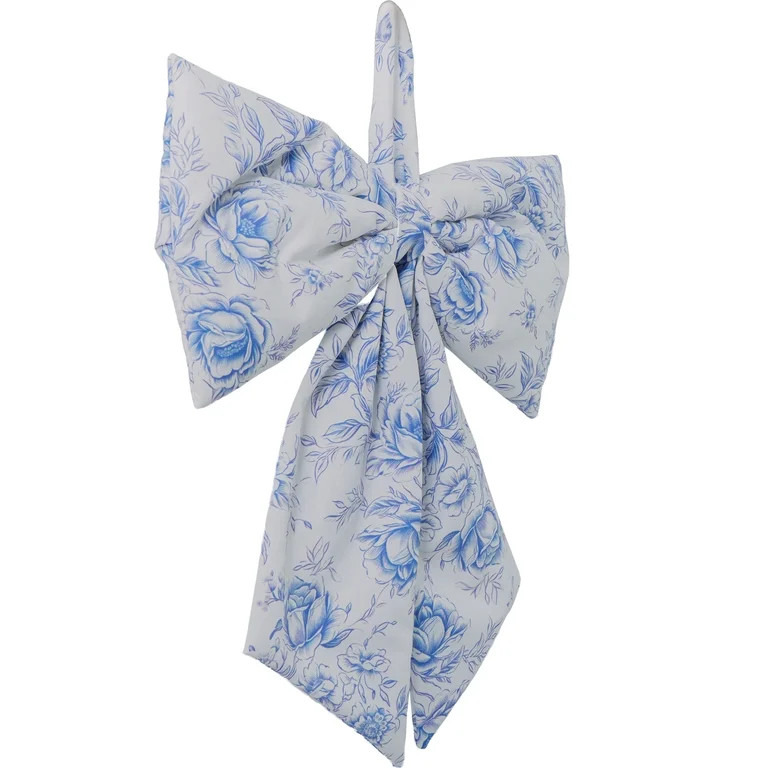 Floral Decorative Bow, Blue and White, 13.75", by My Texas House | Walmart (US)