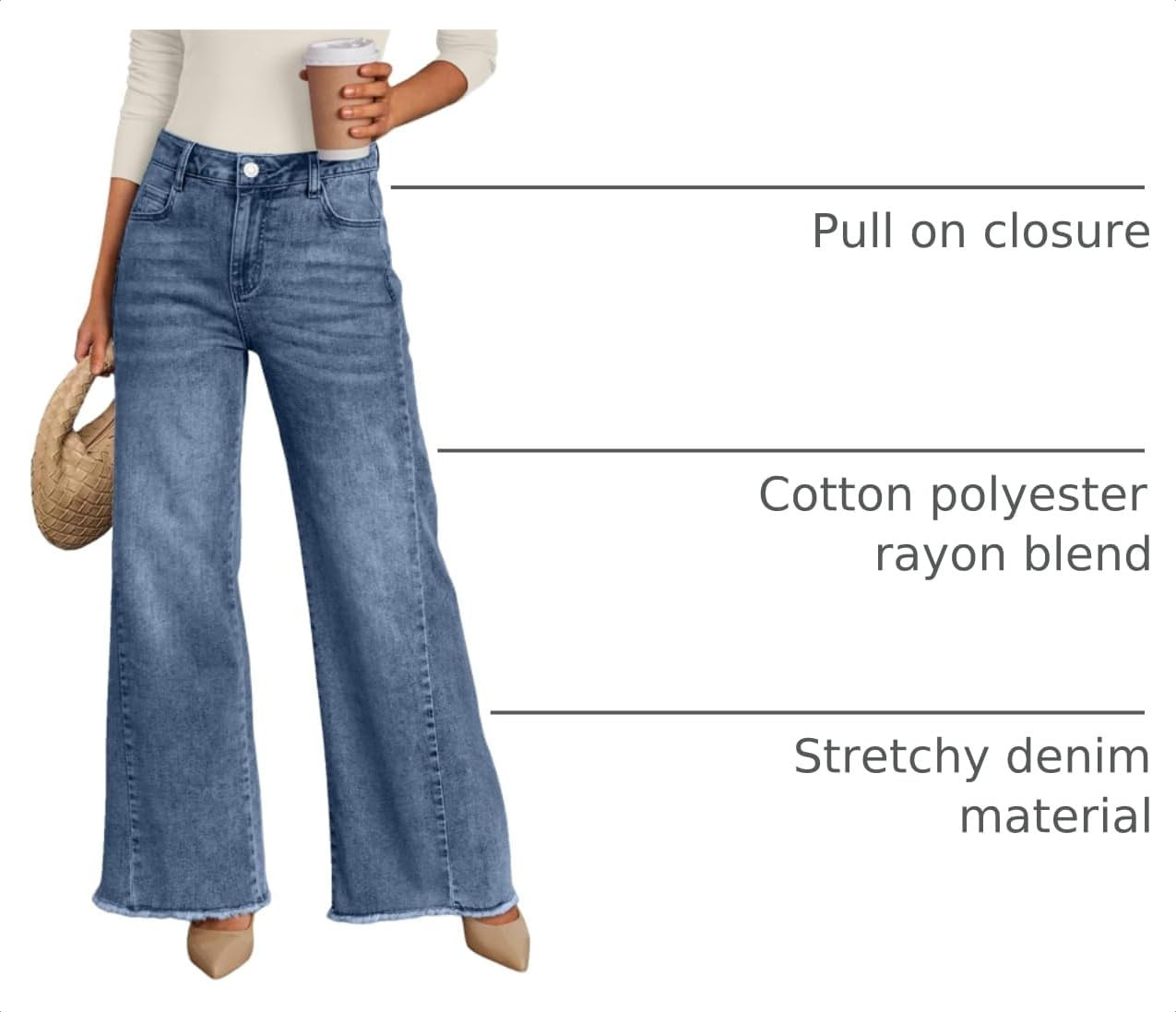 Trendy Queen Women's Wide Leg Jeans, Relaxed Loose with Raw Hem Pants | Amazon (US)
