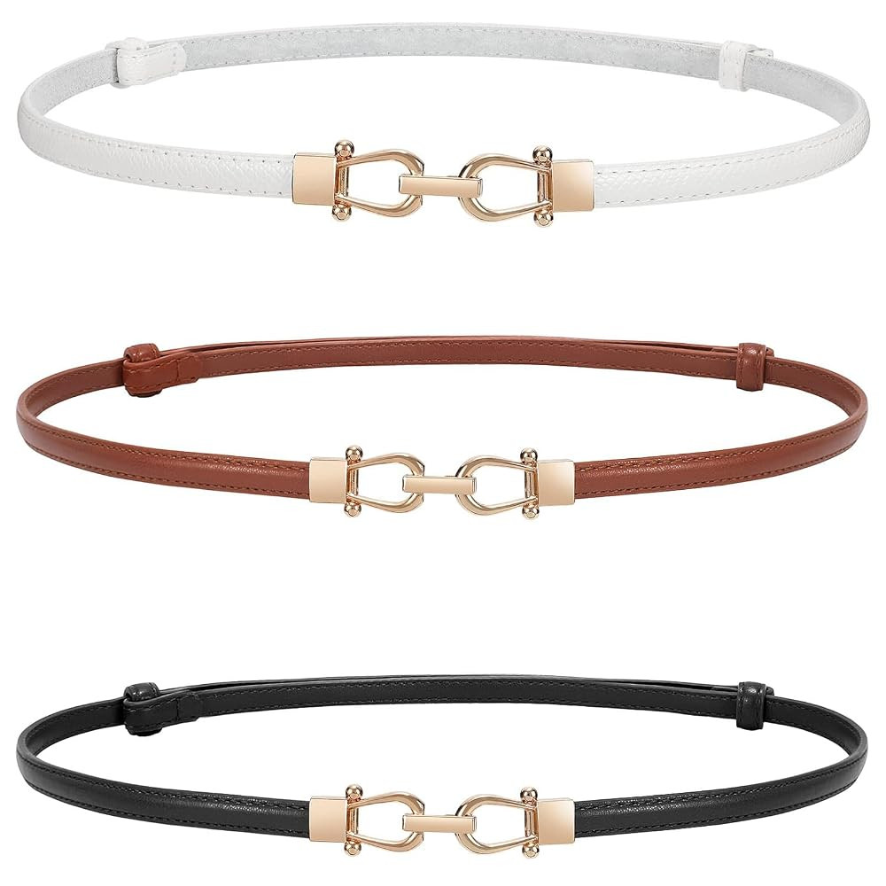 WERFORU Women Classic Leather Belt With Square Gold Silver Buckle For Jeans Pants | Amazon (US)