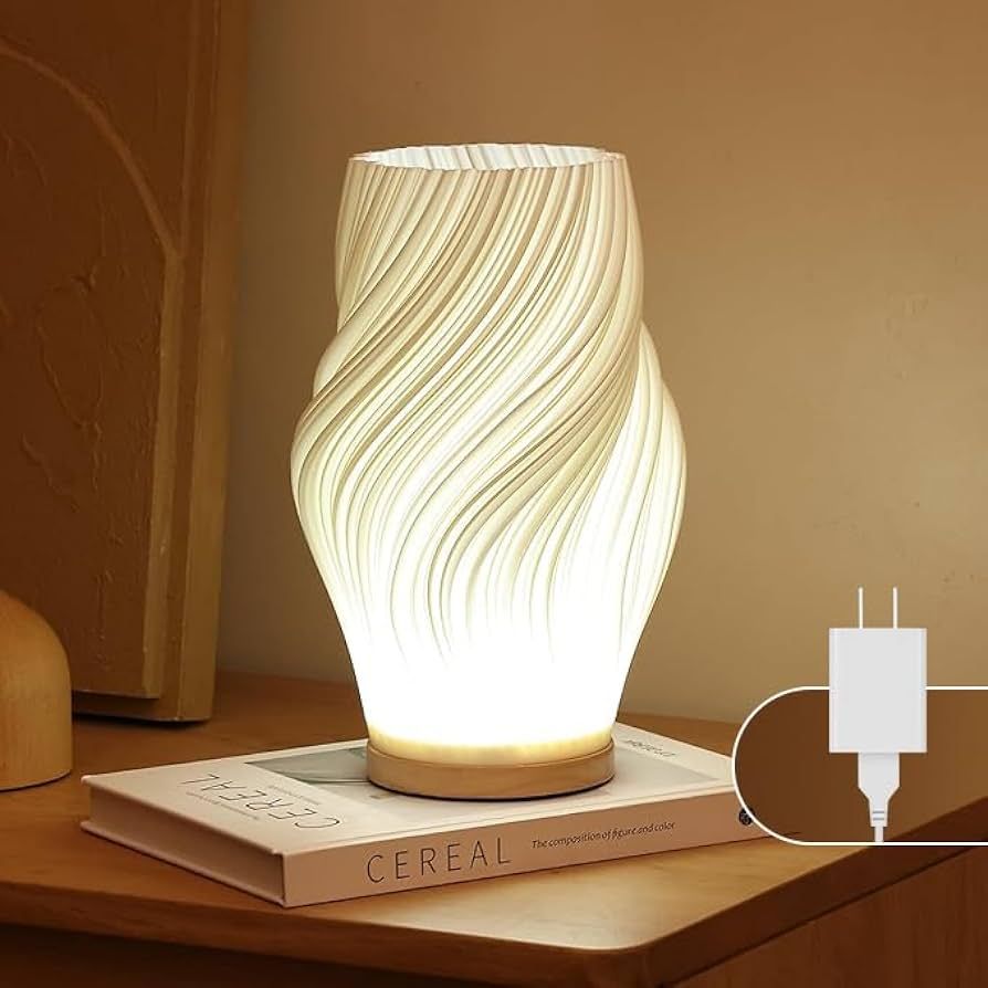 Bedside Lamp with Woodbase - Button Control Table Lamp for Bedroom 12 Way Dimmable Nightstand Lam... | Amazon (US)