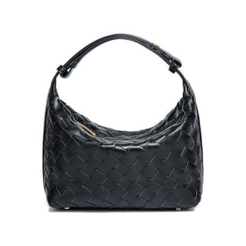 Vegan Leather Woven Hobo Bag – Mini Tote Purse, Braided Underarm Handbag for Women | Amazon (US)