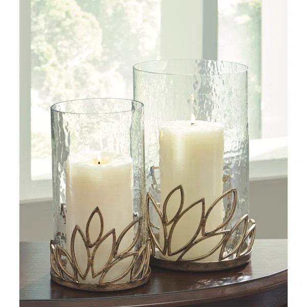 2 Piece Glass Hurricane Set (Set of 2) | Wayfair North America