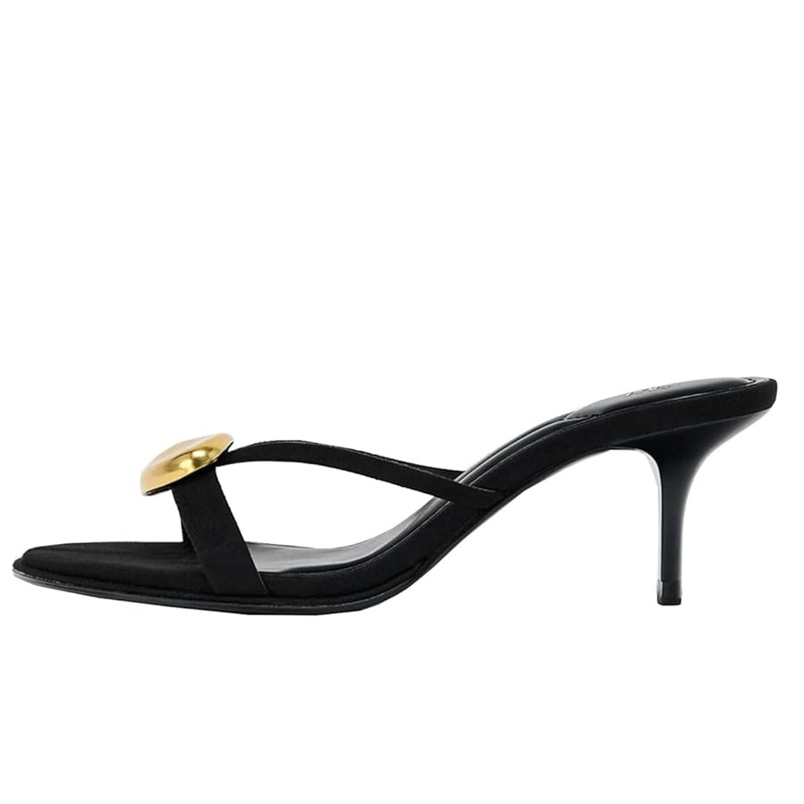 Womens Kitten Heels Mules Sandals Round Open Toe Slip On | Amazon (US)