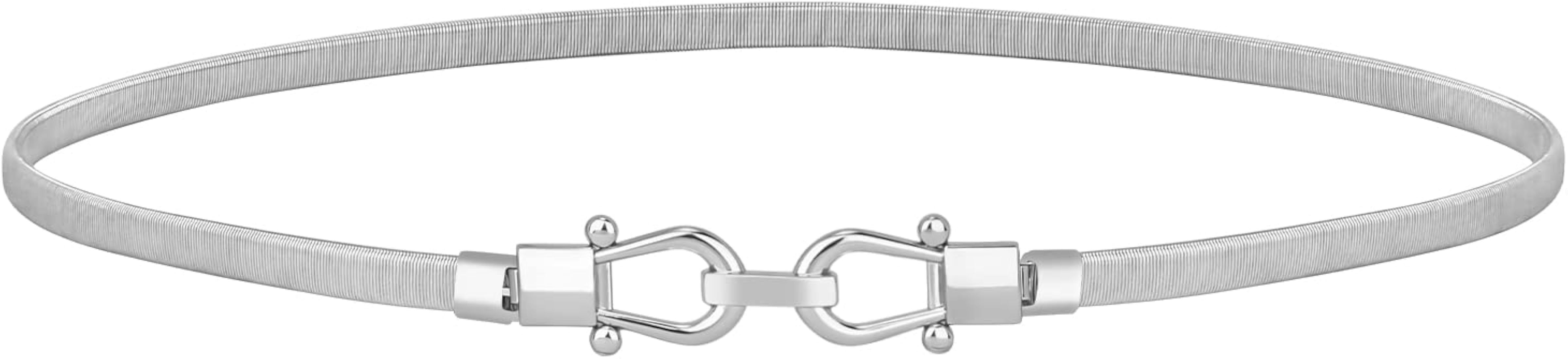 JASGOOD Skinny Metal Waist Belt for Dress Fashion Waistband Elastic Metal Chain Belt | Amazon (US)