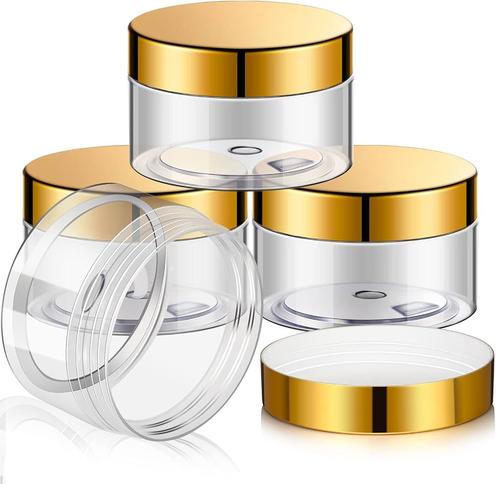 4 Pieces Round Clear Wide-mouth Leak Proof Plastic Container Jars with Lids for Travel Storage Ma... | Amazon (US)