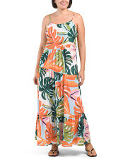 Silky Crepe Printed Maxi Tiered Swimsuit Cover-Up Dress | TJ Maxx