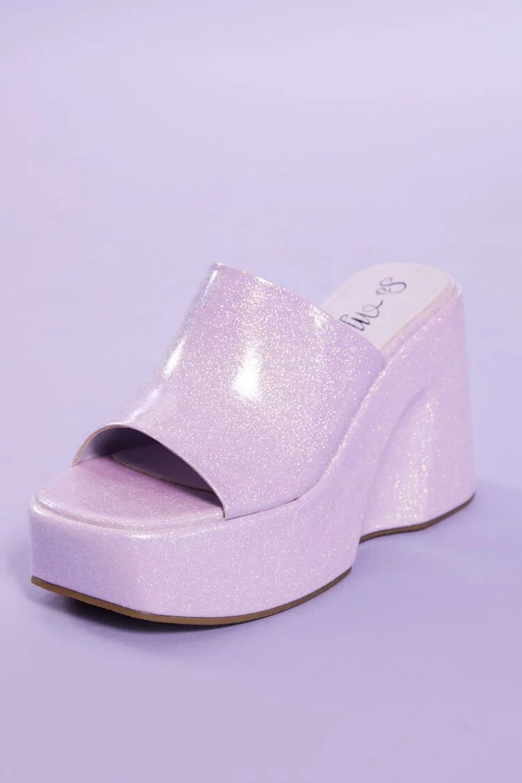 Glitter Square-Toe Wedge Heels | Forever 21