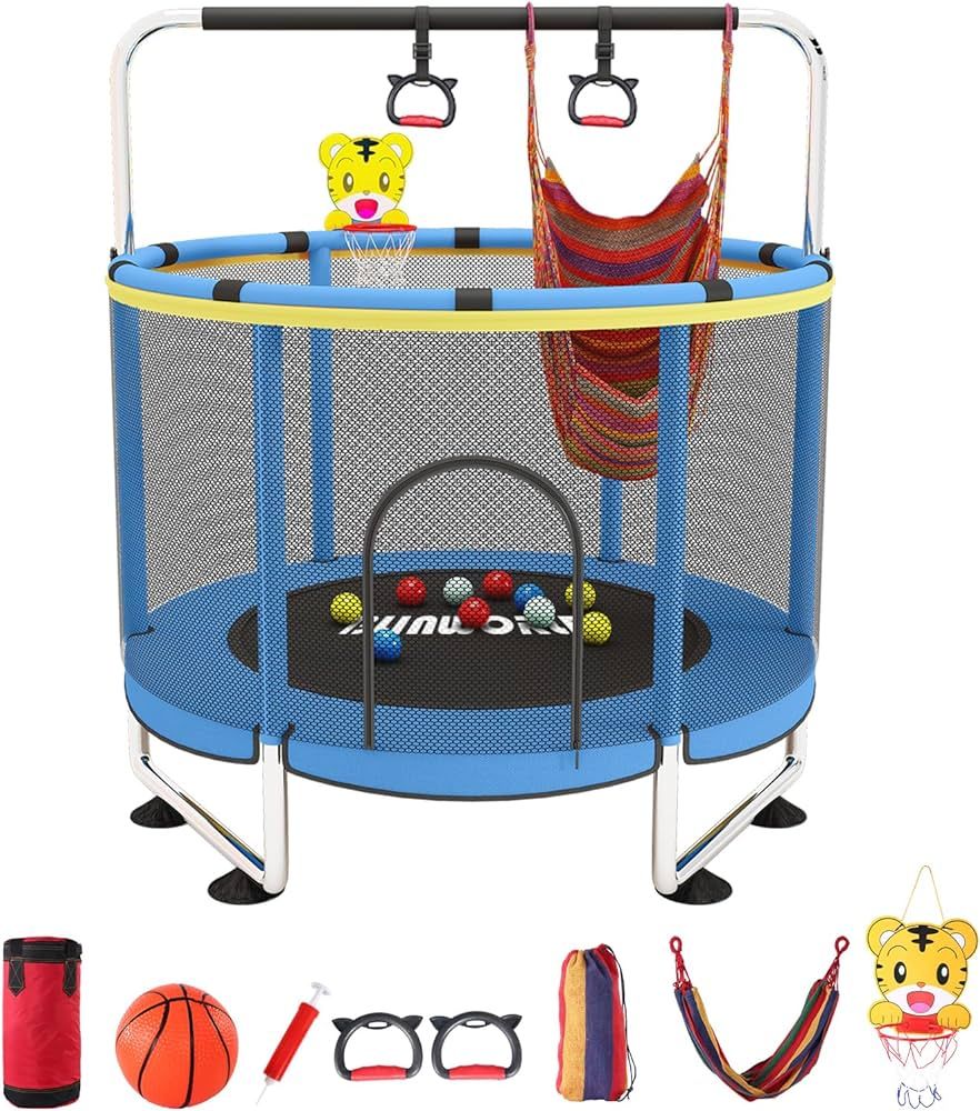 Trampoline for Kids, Adjustable Baby Toddler Trampoline with Basketball Hoop, 440lbs Indoor Outdo... | Amazon (US)