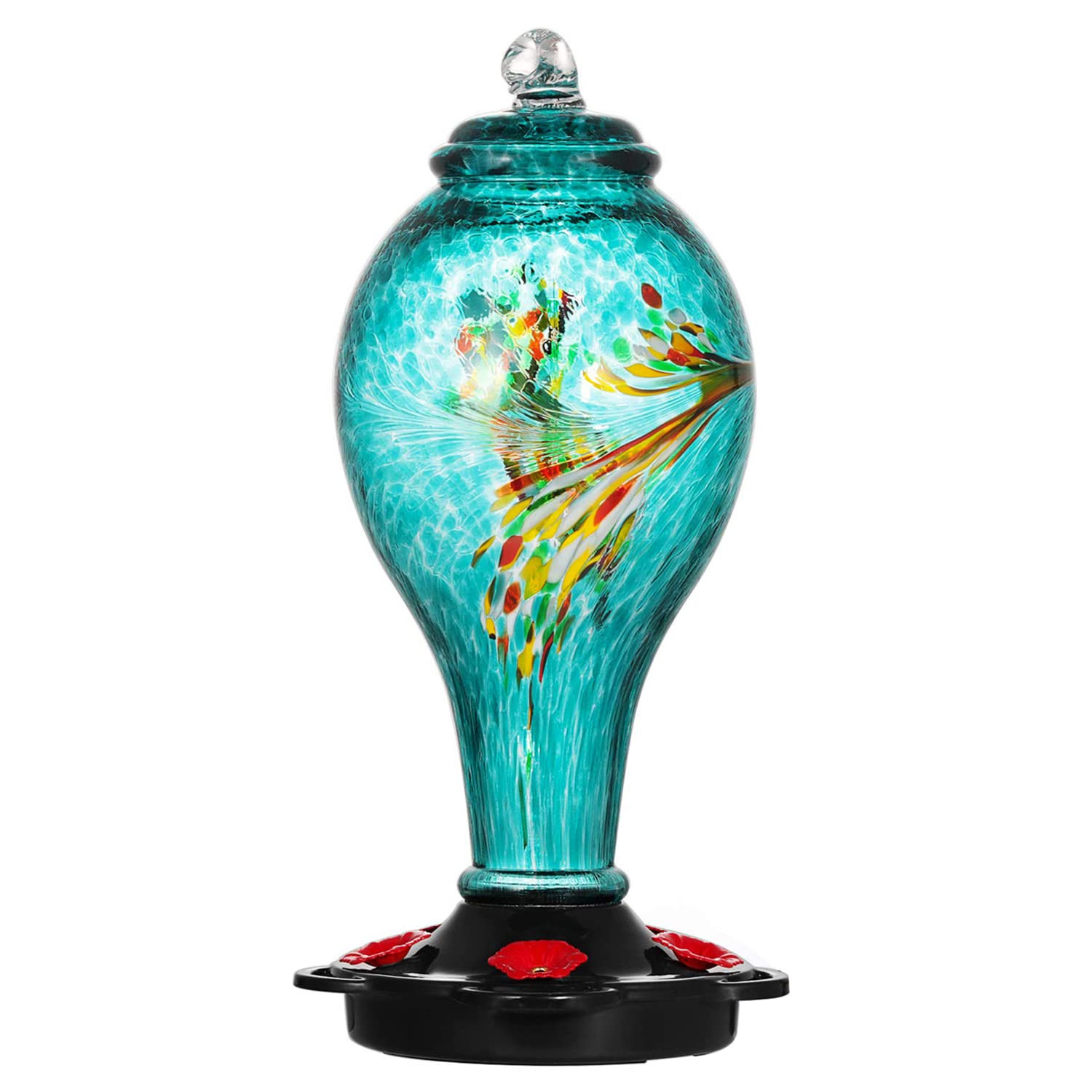 LUJII Hummingbird Feeder, Hand Blown Glass Hummingbird Feeder, Never Fade, 36 Fluid Ounces, 5 Fee... | Amazon (US)