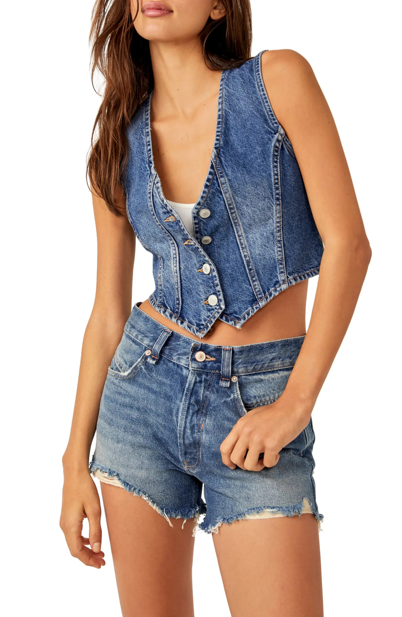 Tate Crop Denim Vest | Nordstrom