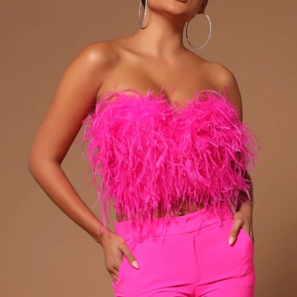 FASHIONOVA PINK FEATHER TOP | Poshmark