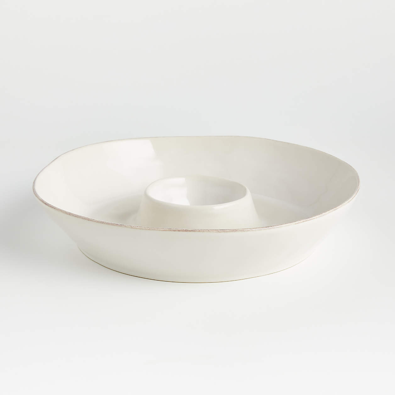 Marin White Stoneware Chip and Dip Server + Reviews | Crate & Barrel | Crate & Barrel