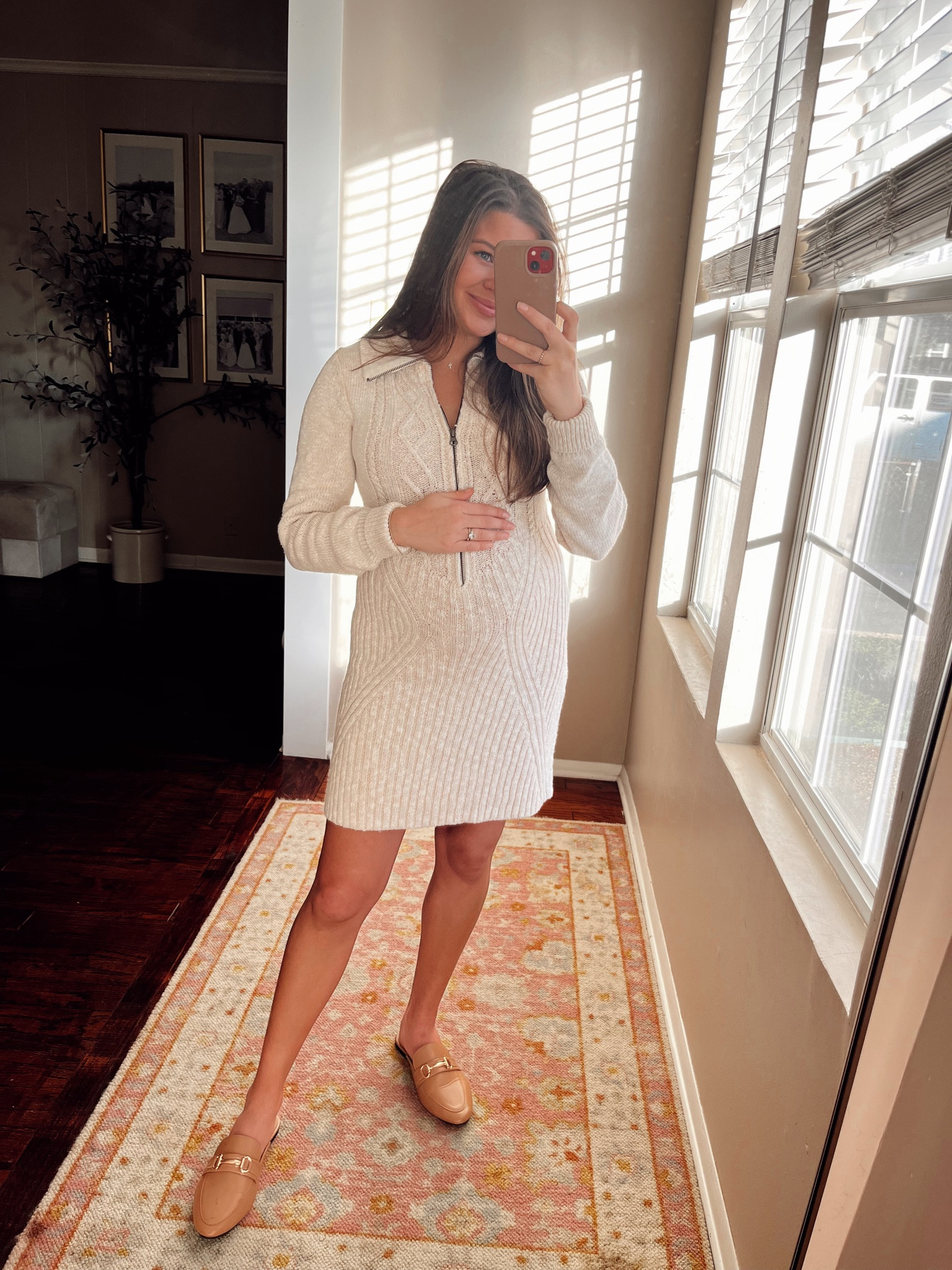 Must have sweater dress in my opinion. Wearing a size XS to work. Can be worn with sneakers, boots, loafers, heels. I am wearing the Mont Blanc but have tagged some more affordable options that look similar! 

Cable knit dress, free people, half zip, sweater dress, slip on mules, mules with buckle, versatile dress, bump friendly

#LTKstyletip #LTKbump