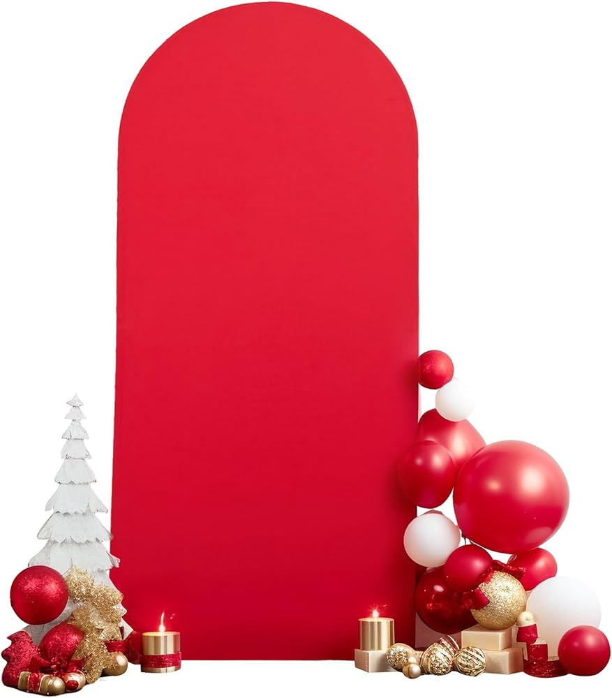 7.2FT Red Arch Backdrop Cover, Spandex Fitted Wedding Arch Stand Covers 2-Sided Round Top Chiara ... | Amazon (US)