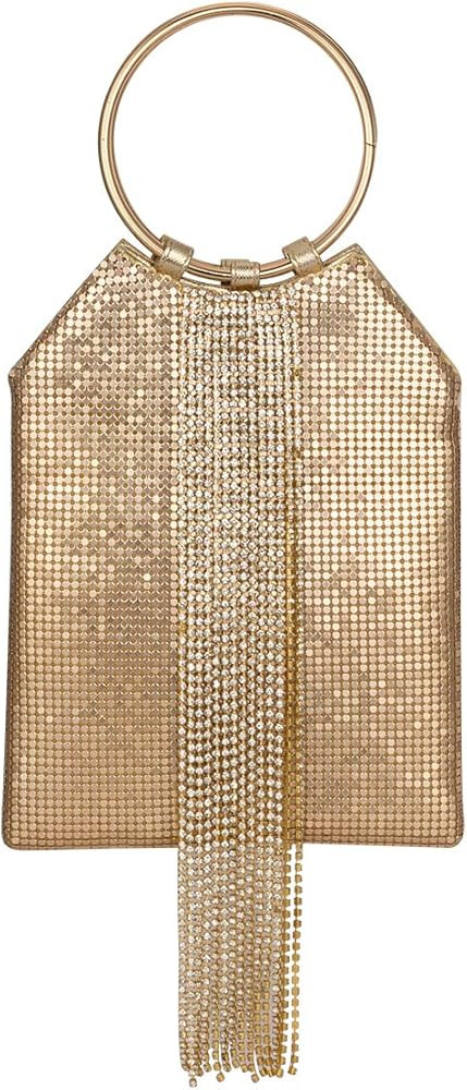 Wrist Handle Cocktail Party Wedding Evening Clutch Crystal Rhinestone Tassels Tote Handbag Metal ... | Amazon (US)