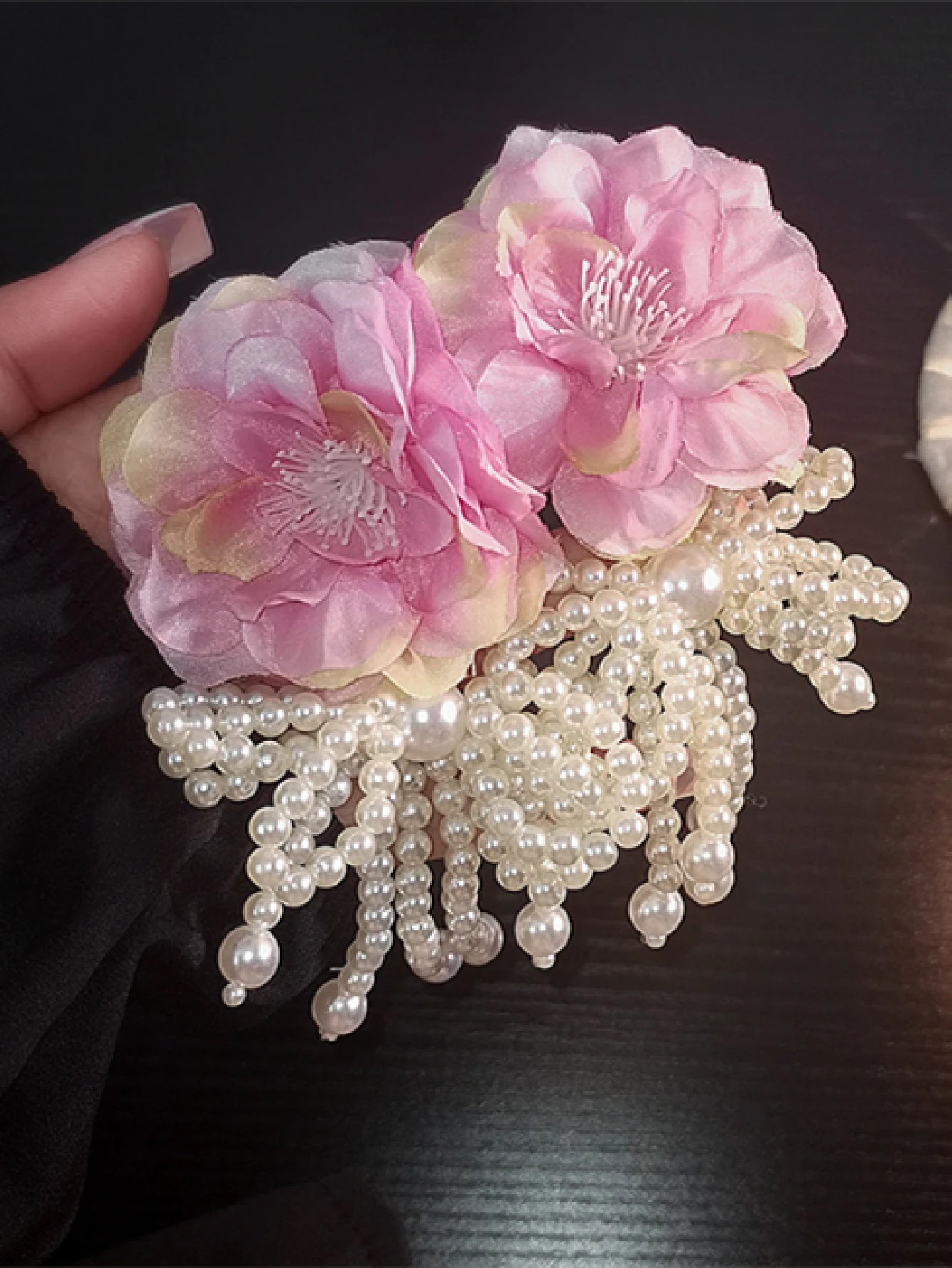Big Flower Faux Pearl Tassel Earrings Valentines,Mom,Mother,Mother's Day,Gift | SHEIN