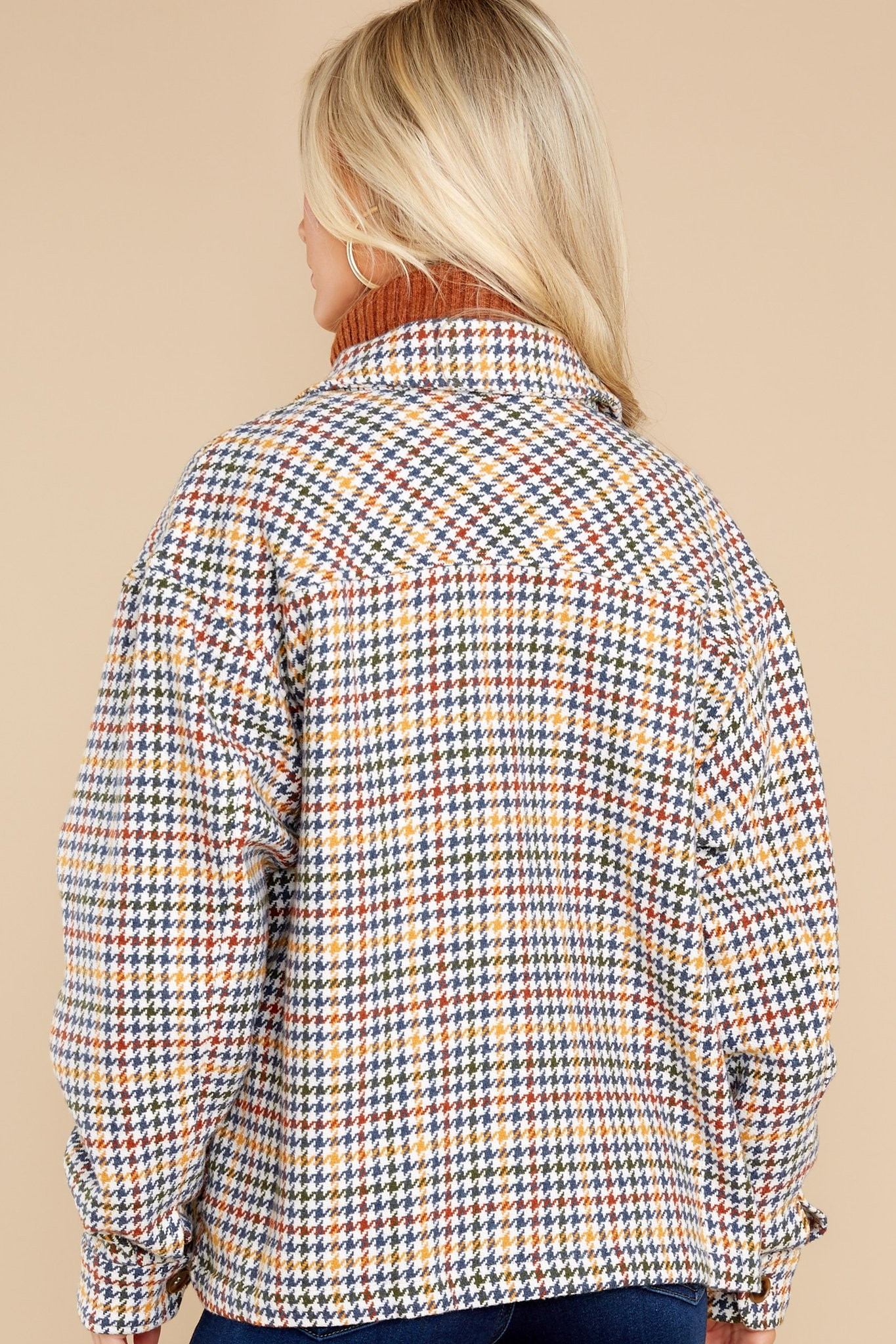 Keep Me Toasty Teal And Rust Plaid Shacket | Red Dress 