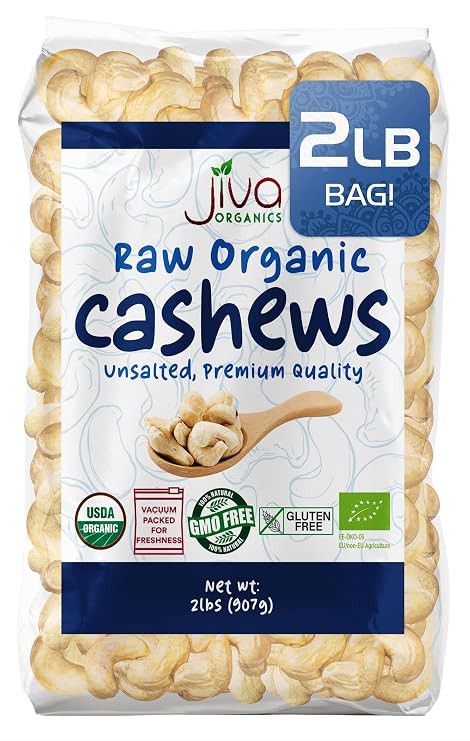 Jiva Organics Raw Organic Cashews (Whole) 2 Pound Bag | Amazon (US)
