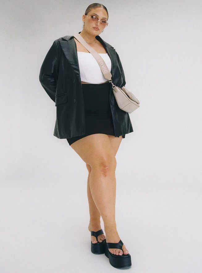 Ellen Faux Leather Blazer Curve | Princess Polly US