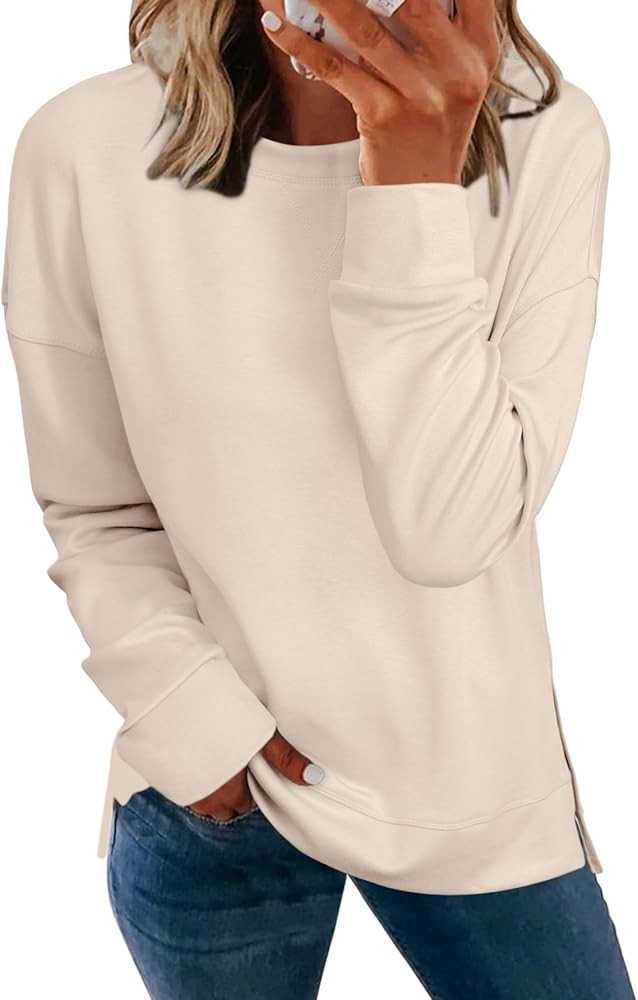 Glamaker Women's Long Sleeve Crewneck Sweatshirt Air Essentials Soft Loose Pullover Sweatshirts | Amazon (US)