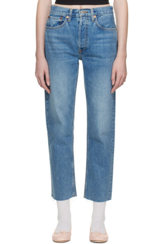 Re/Done - Blue 70s Stove Pipe Jeans | SSENSE