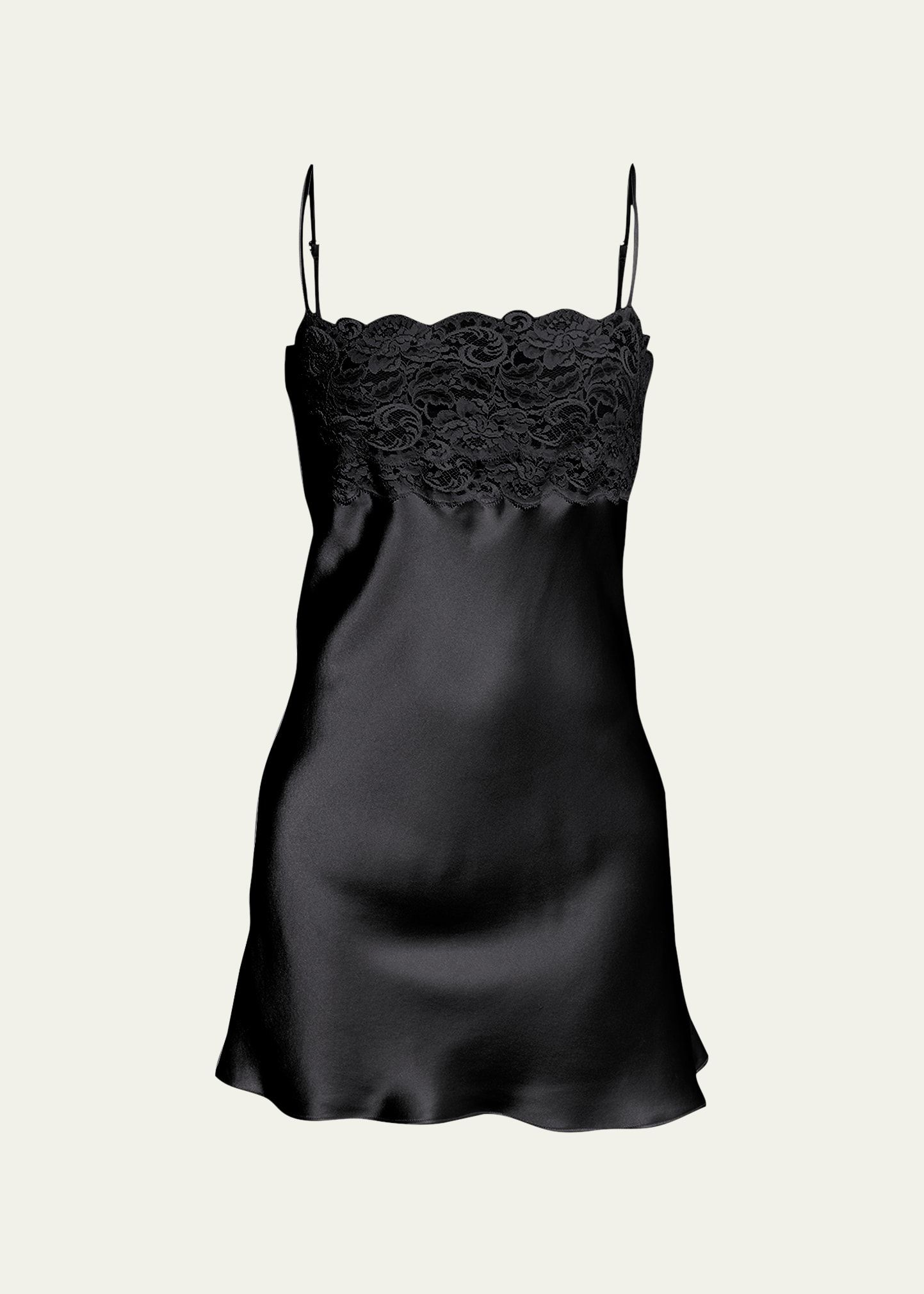 Christine Lingerie Bijoux Lace-Trim Silk Chemise | Bergdorf Goodman