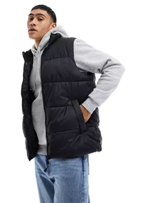 Jack & Jones Essentials puffer vest in black | ASOS (Global)