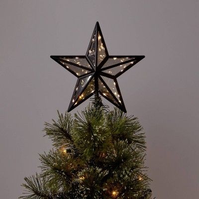 11.375" Lit Mirrored Star Christmas Tree Topper Black - Wondershop™ | Target