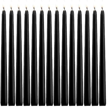 PEILIN Dripless Taper Candles 10 Inch Tall Wedding Dinner Candle Set of 14 (Black) | Amazon (US)