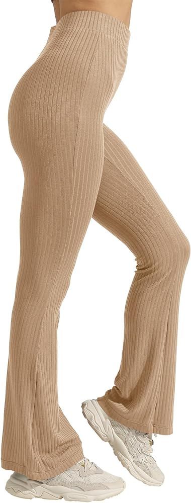 SySea Women's Flare Yoga Pants High Waisted Ribbed Bootcut Leggings Bell Bottom Pants | Amazon (US)
