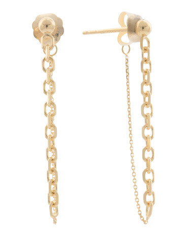 Made In Turkey 14kt Gold Front Back Chain Earrings | TJ Maxx