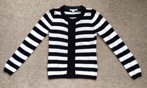 Boden black white stripe long sleeve wool blend cardigan top UK 10 *mend* | eBay AU