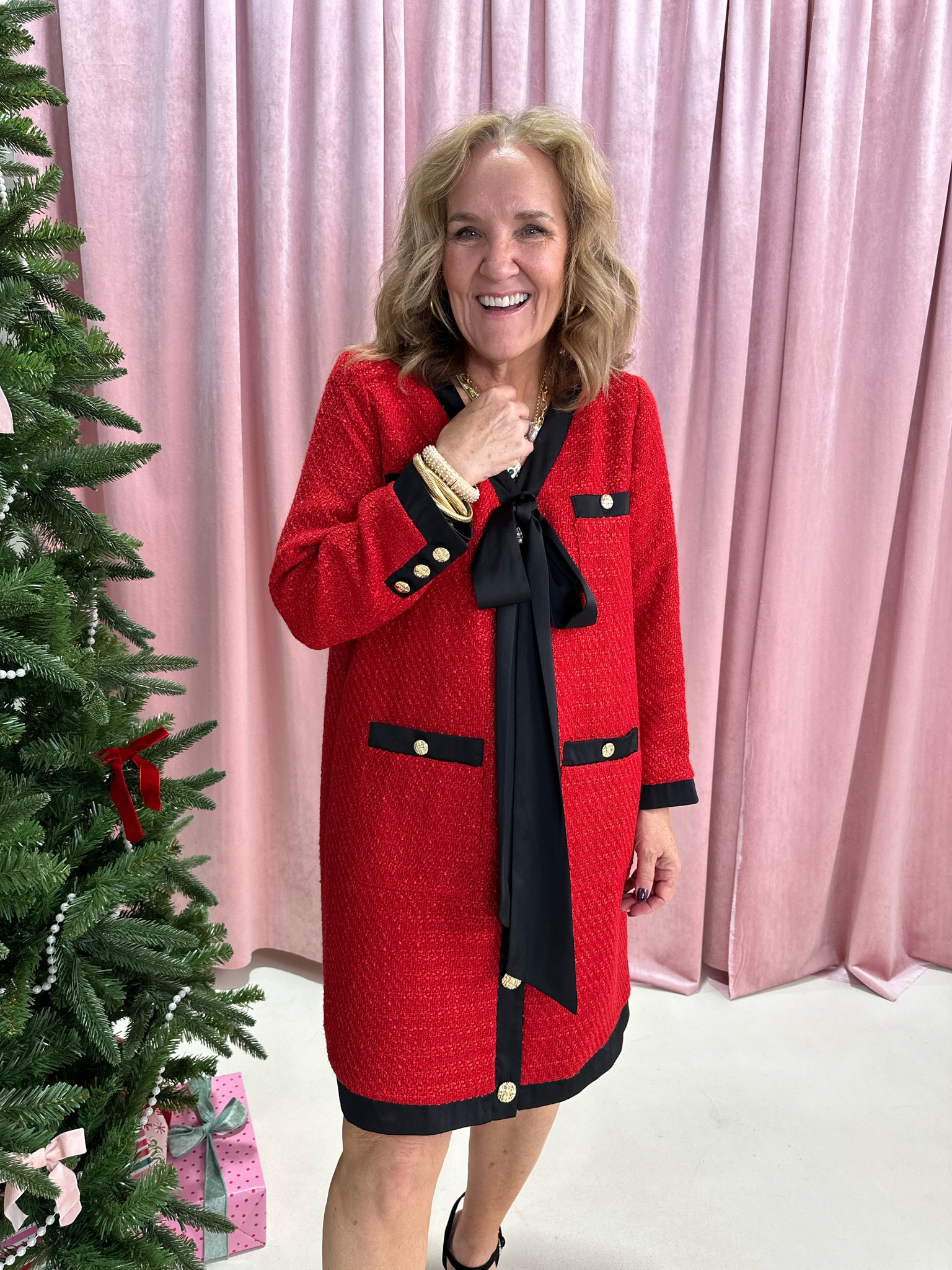 Wow wow what a cute dress!!! I’m
Wearing a large. I would recommend your larger size. It doesn’t have stretch. 
15% off code NANETTE15

Holiday dress Christmas outfit holiday photos red dress 

#LTKHoliday #LTKMidsize #LTKOver40