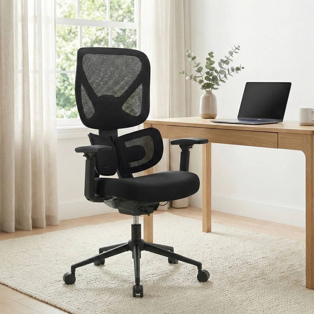 Nouhaus Morph Ergonomic Mesh Task Chair with 2-Zone Dynamic Lumbar Support & 3D Armrests - Black | Wayfair North America
