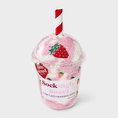 Kid's Milkshake Christmas Cozy Crew Socks - Pink 2-5 | Target