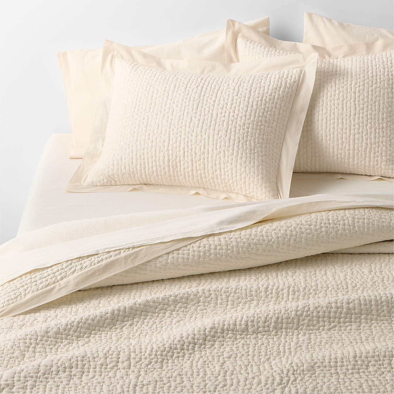 Celeste Organic Cotton Undyed King Quilt + Reviews | Crate & Barrel | Crate & Barrel