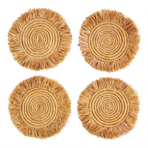 All Across Africa Gold Natural Fiber Coasters 4 Pack | World Market