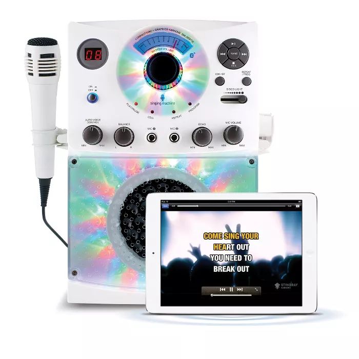Singing Machine Bluetooth Karaoke System with LED Disco Lights, CD+G, and Microphone, White (SML3... | Target