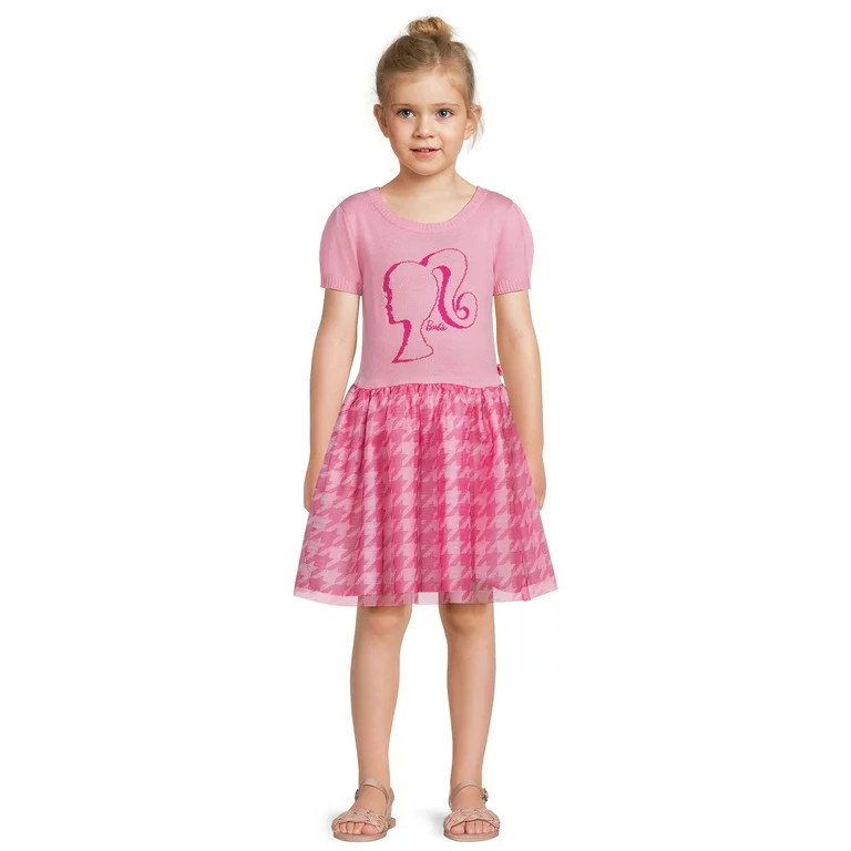 Barbie Girls Sweater Top Dress with Mesh Skirt, Sizes 4-16 | Walmart (US)