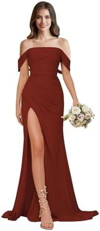 FreeBeauty Off The Shoulder Satin Bridesmaid Dresses for Women Long Mermaid Pleated Prom Dresses ... | Amazon (US)