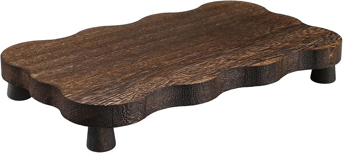 Wood Pedestal Stand Riser Decor,Scalloped,Dark Brown,12 X 7 Inch | Amazon (US)