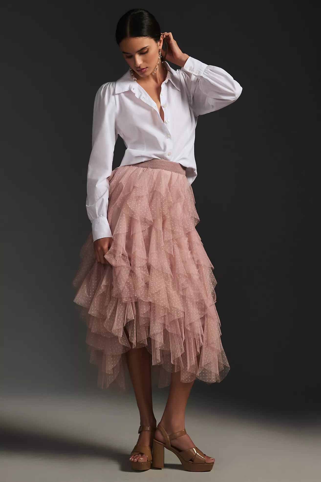 The Chéri Ruffled Tulle Midi Skirt by Anthropologie | Anthropologie (US)
