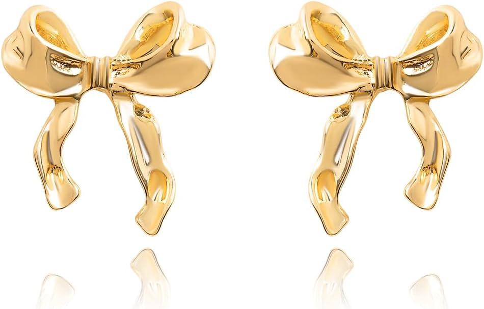Gold & Silver Bow Earrings - Pearl & Ribbon Dangle & Stud Earrings | Amazon (US)