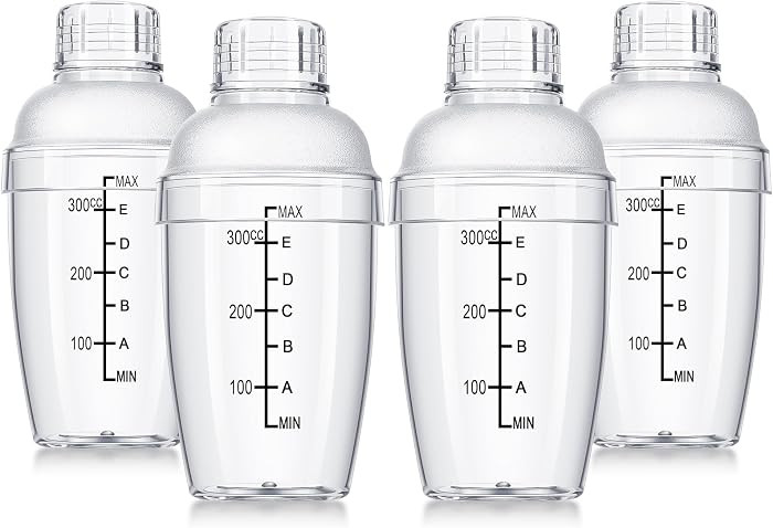 Lallisa 4 Pcs Plastic Cocktail Shaker Hand Drink Mixer Bubble Tea Shaker with Scales and Strainer... | Amazon (US)