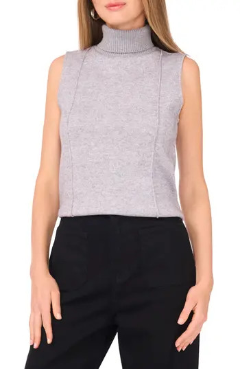 Vince Camuto Rib Turtleneck Sleeveless Sweater in Light Heather Grey at Nordstrom Rack, Size Small | Nordstrom Rack