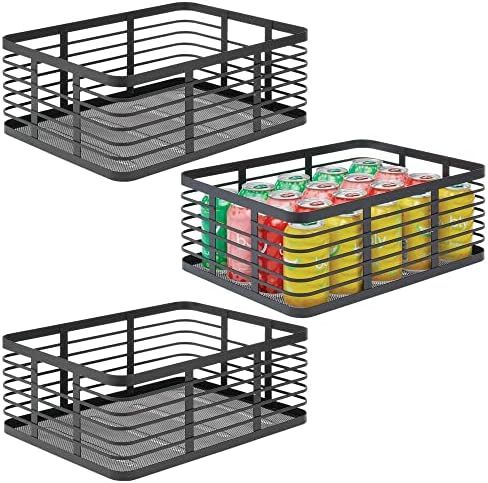 mDesign Modern Decor Metal Wire Food Organizer Storage Bin Baskets for Kitchen Cabinets, Pantry, Bat | Amazon (US)