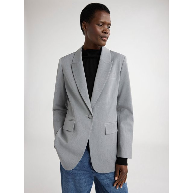 Scoop Women's Ultimate One Button Faux Wool Blazer, Sizes XS-XXL | Walmart (US)