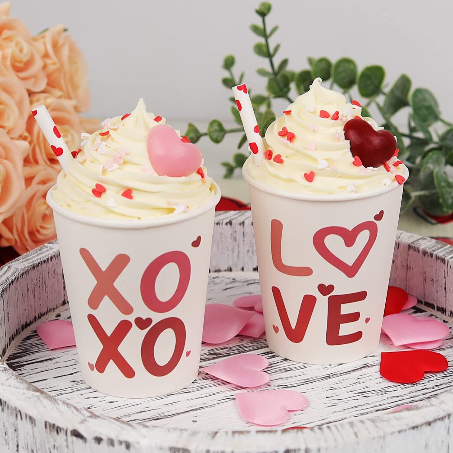 Valentines Day Decor-2PCS Cups with Faux Whipped Cream-Valentines Day Decorations for the Home-Va... | Amazon (US)
