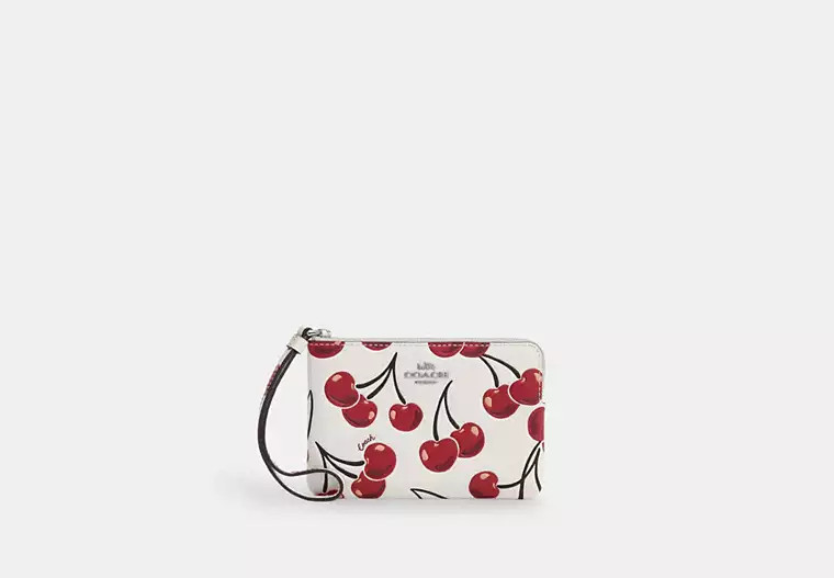 Corner Zip Wristlet With Cherry Print | Coach Outlet US