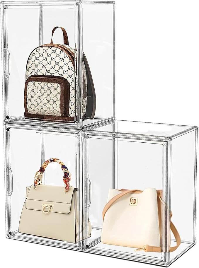 Attelite Plastic Purse and Handbag storage Organizer for Closet, Clear Acrylic Display Case with ... | Amazon (US)